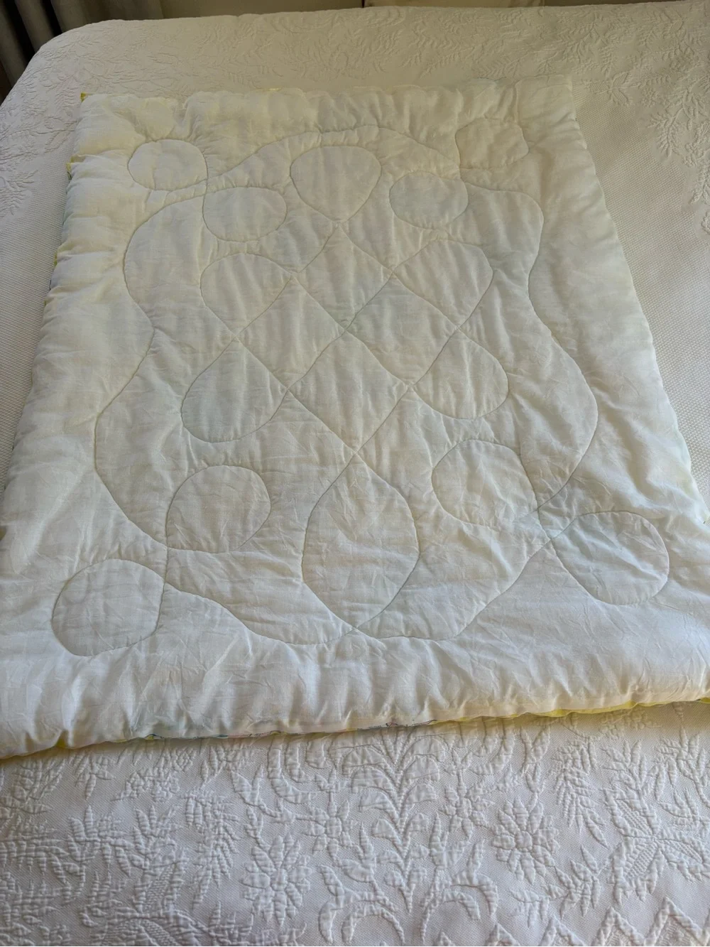 Vintage quilted crib baby blanket 1979 Yogi Bear, Flintstones by Kendall Co.